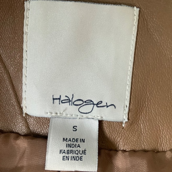 Nordstrom Halogen Soft Leather Jacket Blazer Collarless Brown SZ S - Picture 11 of 12